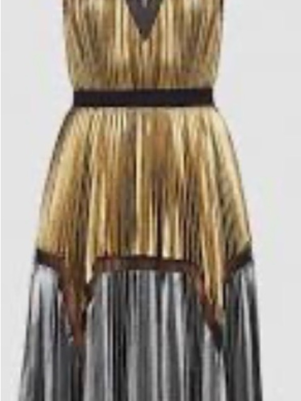BCBGMaxAzria Metallic Gold and Silver Pleated Midi Dress - Picture 16 of 16